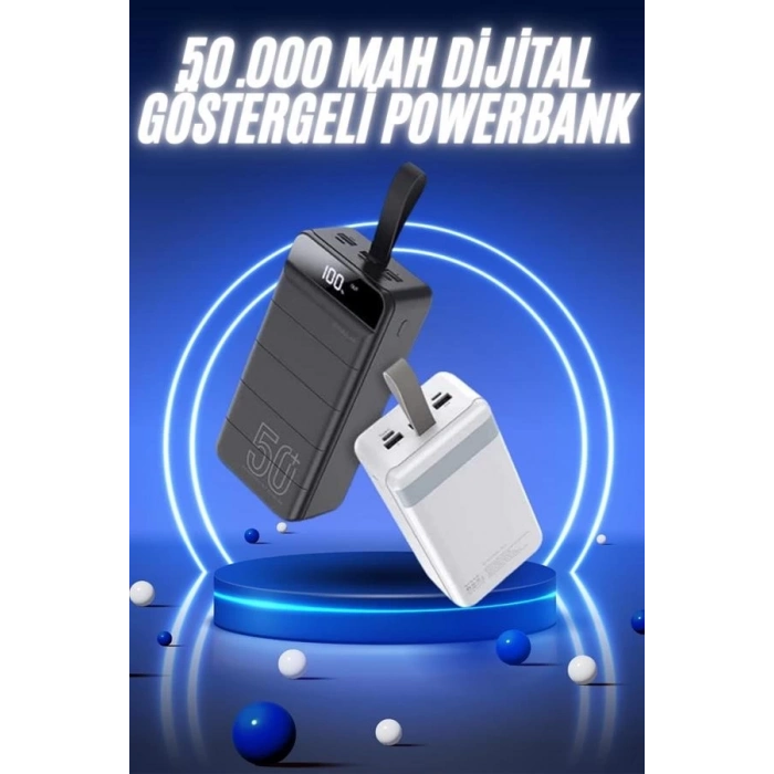 BFS 50.000 Mah Powerbank Turbo Hızlı Led Göstergeli Android İOS Uyumlu Taşınabilir Askılı