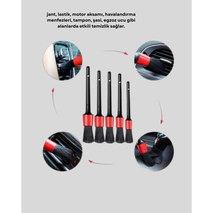 BFS 5’li Detay Temizlik Fırçası Seti Araç İç Dış Jant Motor Çok Amaçlı
