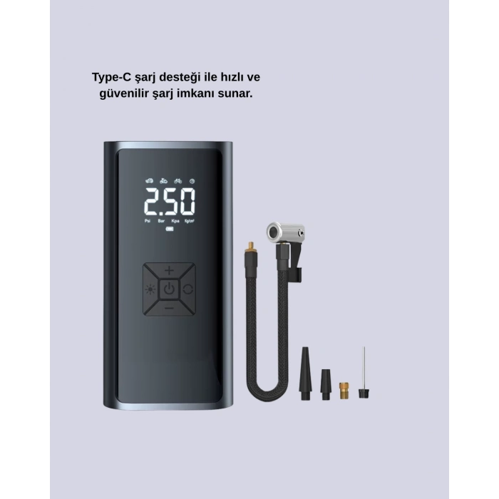 BFS 80W Kablosuz Dijital Ekranlı Taşınabilir Lastik Şişirme Pompası