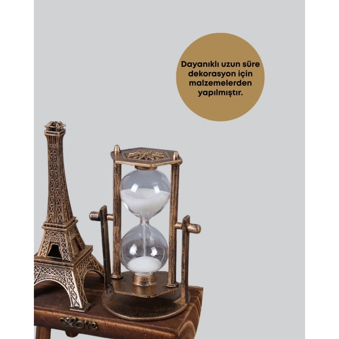 BFS Ahşap Gövdeli Dekoratif Kum Saati – Masa Üstü El Sanatı Aksesuarı