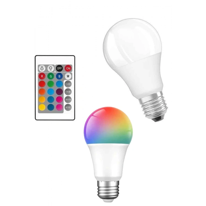 BFS Akıllı RGB Led Ampul Led Uzaktan Kumandalı Renk Değiştiren Ampul