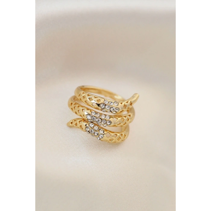 ÇOK SATAN BFS Ayarlamalı Altın Renk Metal Zirkon Taşlı Yüzük