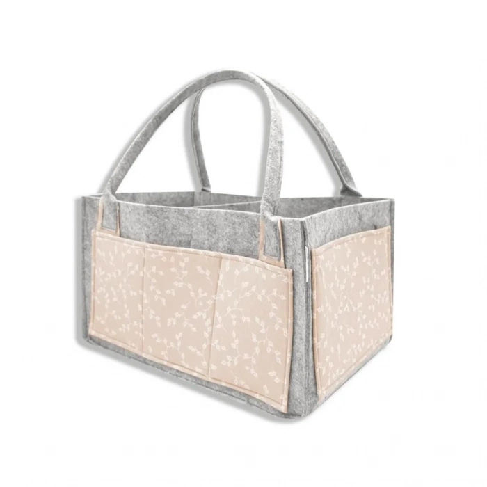 BFS    BabyJem Keçe Anne Bebek Bakım Çantası 772 Somon Çiçek