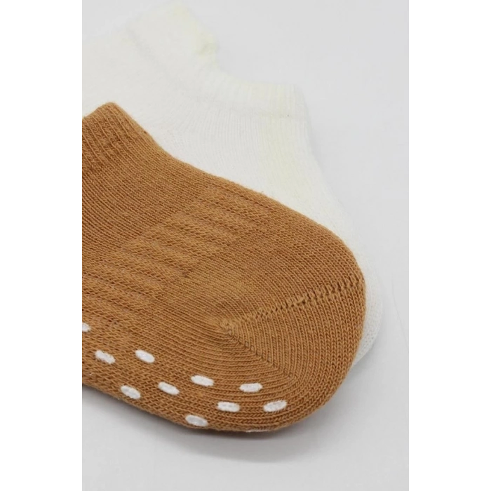 BFS  Bistyle 2Li Sneakers Kaymaz Colours Penye Çorap BS20104 Ekru Hardal