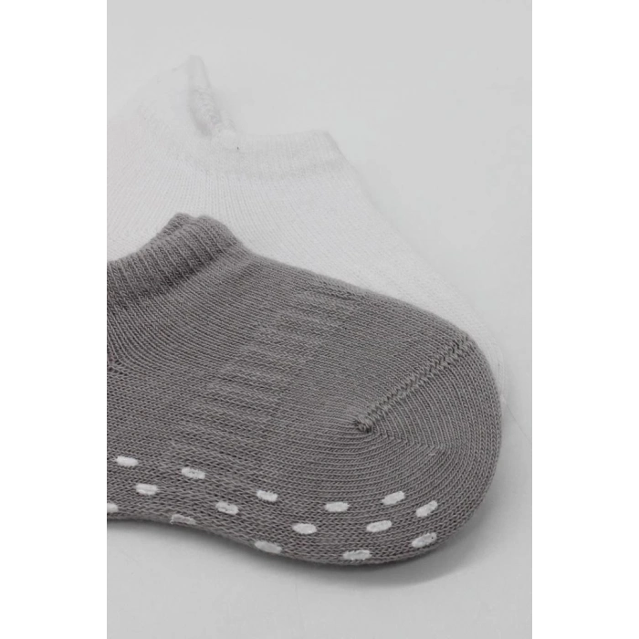 BFS  Bistyle 2Li Sneakers Kaymaz Colours Penye Çorap BS20104 Gri Beyaz