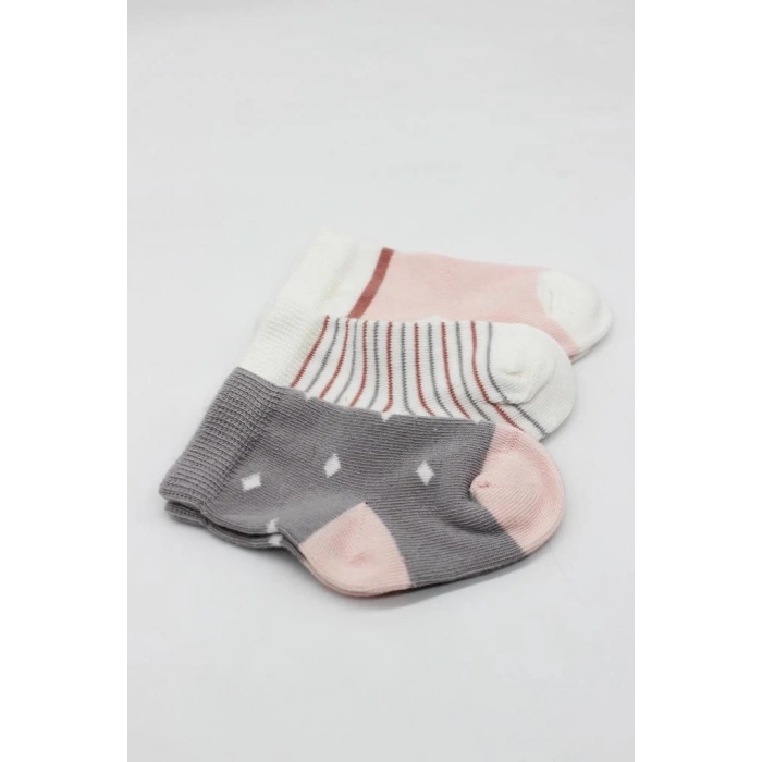 BFS   Bistyle 3Lü Penye Kız Soket Çorap BS10112 Gri