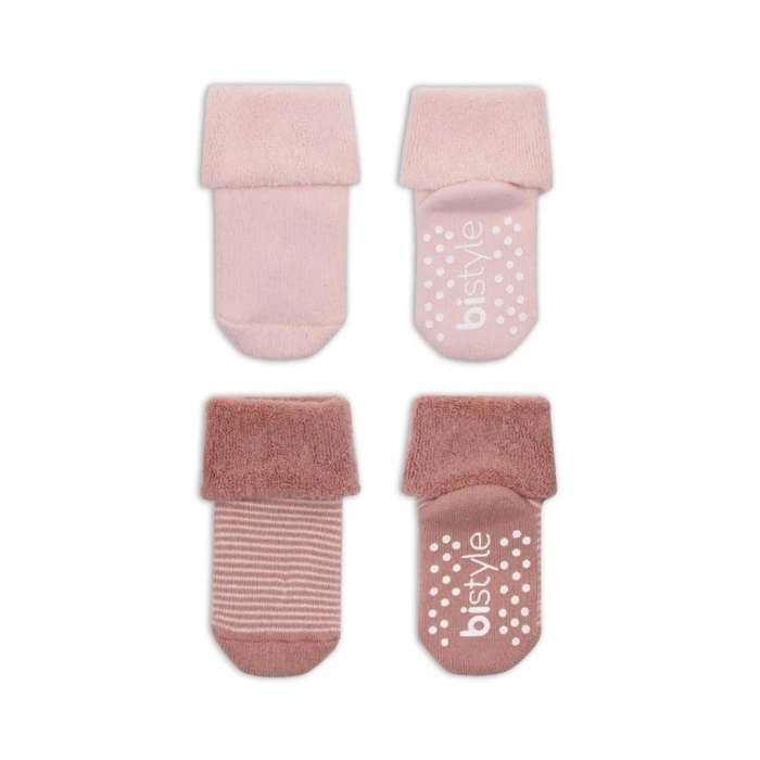 BFS   Bistyle Çemberli Kaymaz Havlu Soket Çorap 2Li BS10503 Pudra Pembe