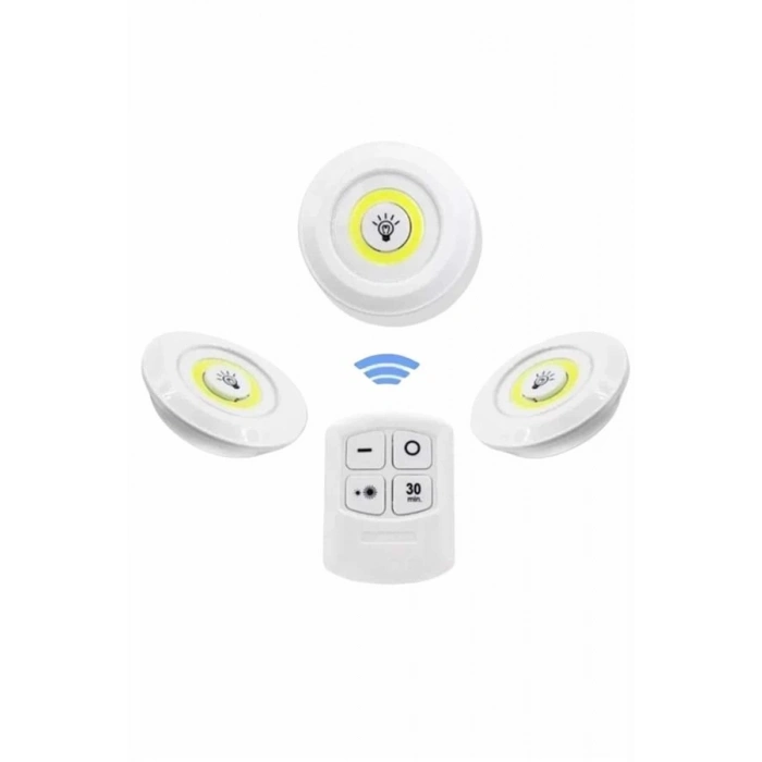 BFS Dolap Işığı Mutfak Rafı Işığı Uzaktan Kumandalı 3 Lü Spot Led Lamba