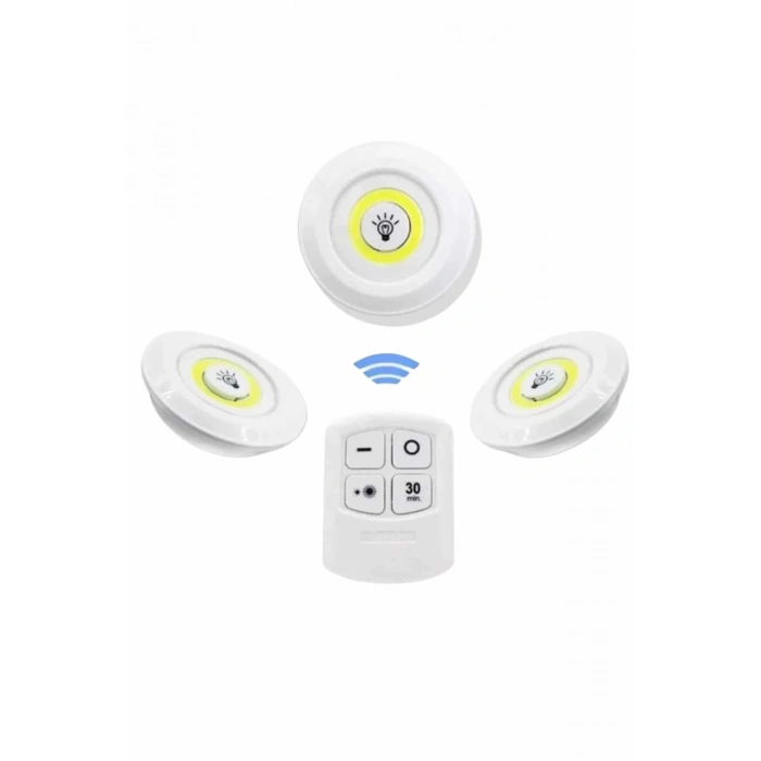 BFS Dolap Işığı Mutfak Rafı Işığı Uzaktan Kumandalı 3 Lü Spot Led Lamba