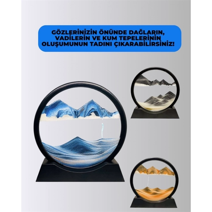 BFS Döndürülebilir Dinamik Kum Tablosu – Stres Giderici, Yüksek Kaliteli Cam ve Doğal Kum ile Sanatsal Masa Dekoru