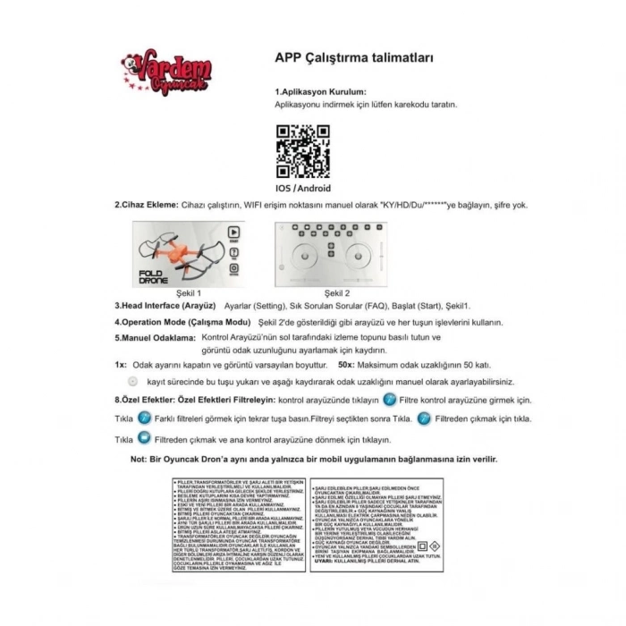 ÇOK SATAN BFS   DSX-41 Kumandalı 2.4G Şarjlı Kameralı Katlanabilir Drone -Vardem Oyuncak