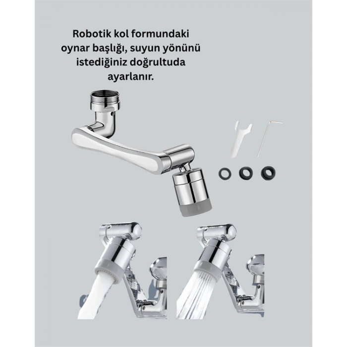 BFS Esnek 1080° Musluk Başlığı 3 Eklemli Hareketli Su Modlu Lavabo Aparatı