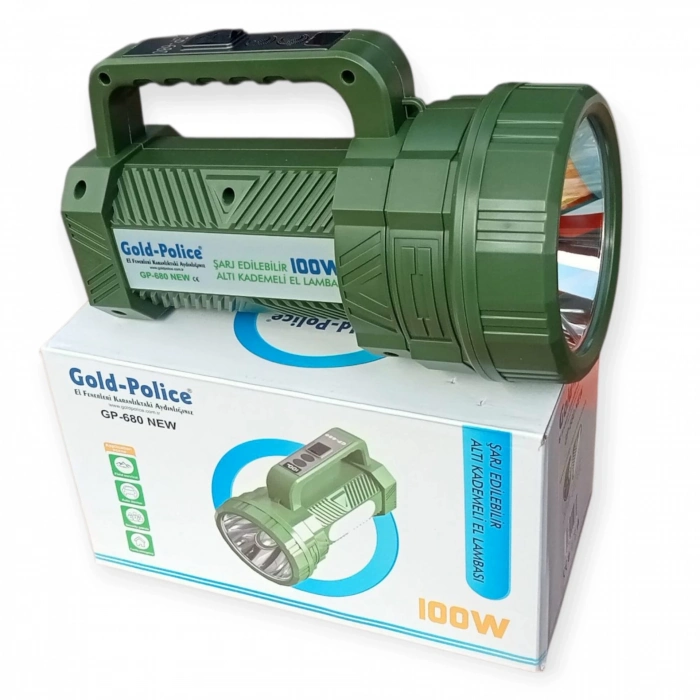 ÇOK SATAN BFS Gold Police Gp-680 Şarjlı El Feneri Projektör 100 Watt