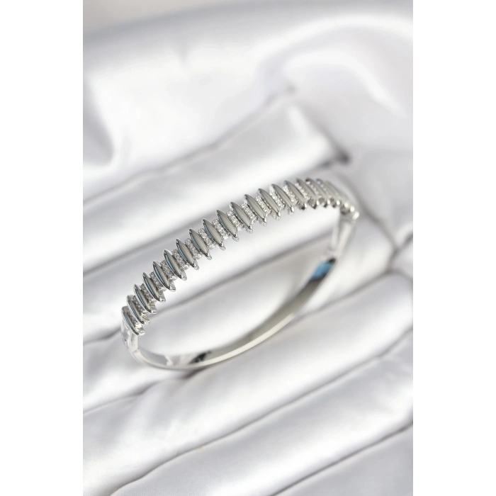 ÇOK SATAN BFS Gümüş Renk Zirkon Taşlı Pirinç Kadın Kelepçe