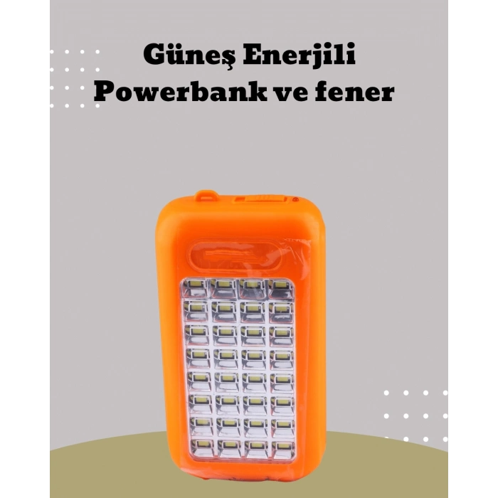 BFS Güneş Paneli Destekli Powerbank ve LED Işıldak – 10000 mAh, Çift USB, Outdoor Kullanım İçin