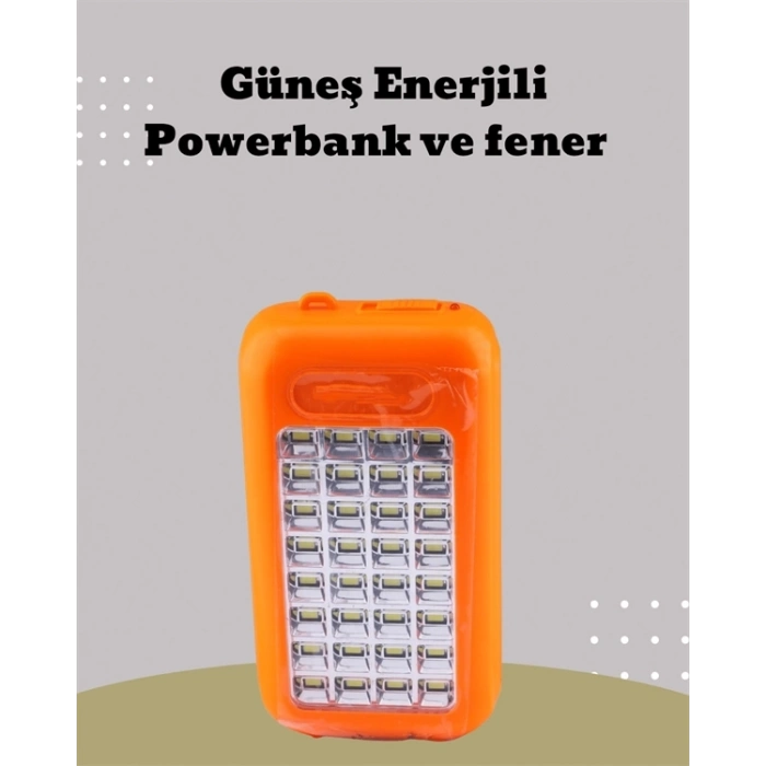 BFS Güneş Paneli Destekli Powerbank ve LED Işıldak – 10000 mAh, Çift USB, Outdoor Kullanım İçin