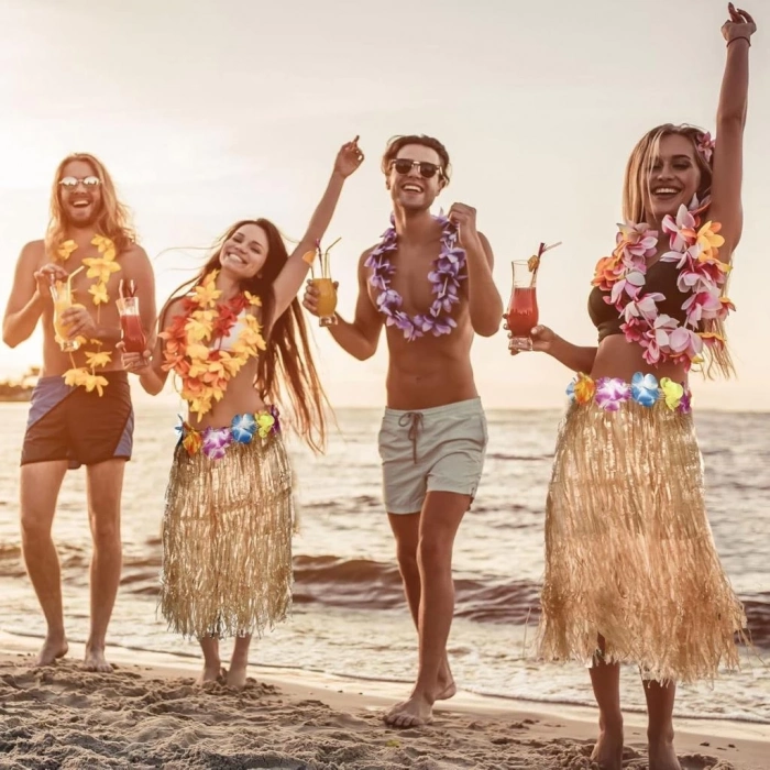 BFS   Hawaii Tarzı Hula Eteği – 60 cm Hasır Naturel Etek