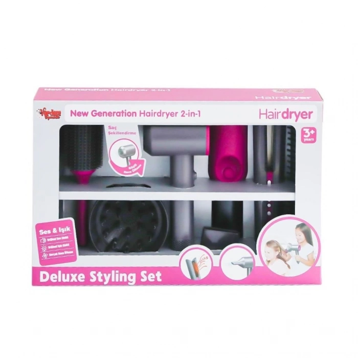 BFS   HUA-1019 Sesli ve Işıklı 2IN1 Lüks Saç Şekillendirici Set -Vardem Oyuncak