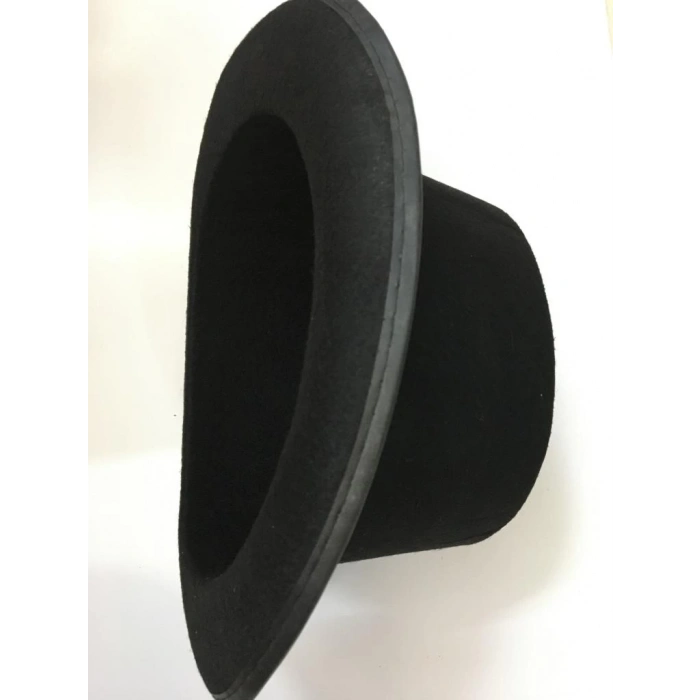 BFS   İkinci Kalite Yetişkinler İçin Siyah Renk Ringmaster Sihirbaz Şapkası Fötr Şapka 15 cm