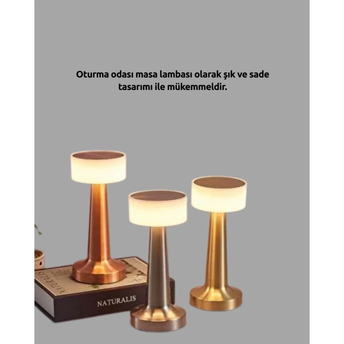 BFS Kablosuz Dokunmatik Masa Lambası – Şık Modern Metal Gövde, USB Şarjlı