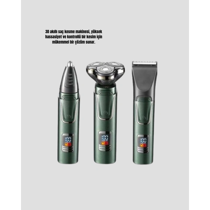 BFS Kablosuz Profesyonel Erkek Bakım Seti – 3 Başlıklı, 3D Akıllı Kesim, Taşınabilir