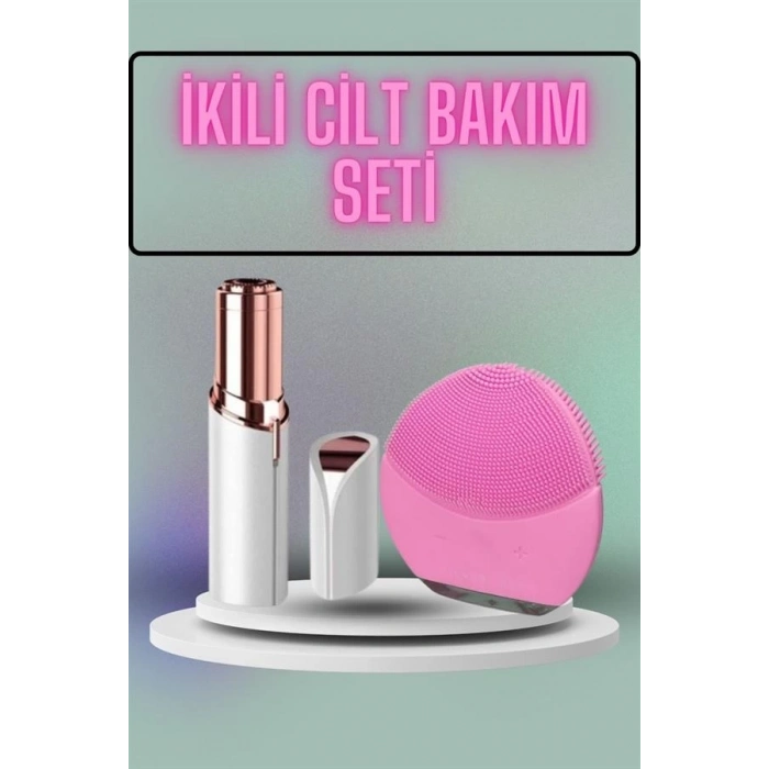 BFS KAŞ BIYIK VE YÜZ EPİLASYON ALETİ VE TİTREŞİMLİ YÜZ TEMİZLEME MASAJ ALETİ İKİLİ SET