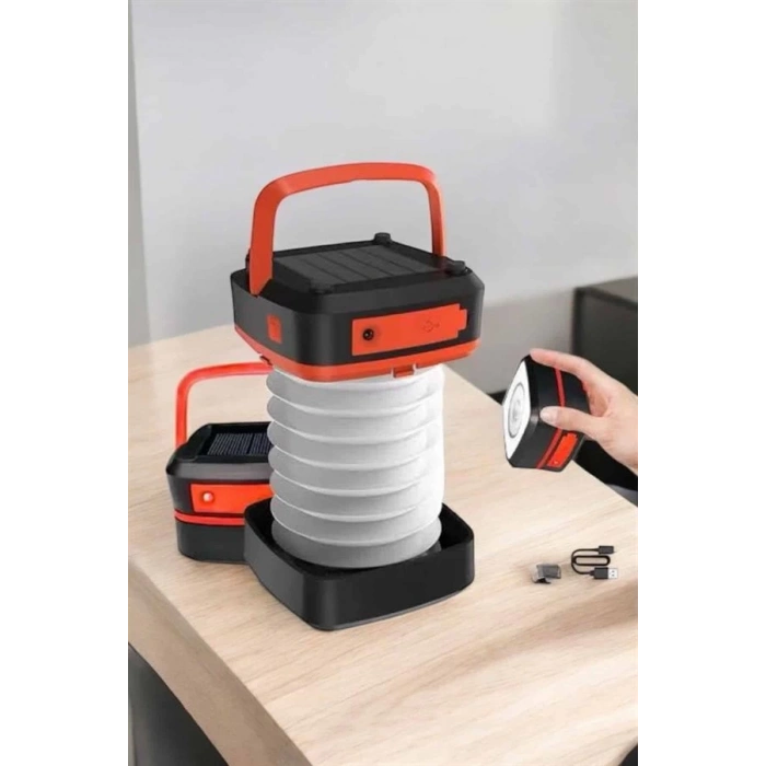 BFS Katlanabilir Kamp Lambası Solar Fener Görünümlü 3 Kademeli Şarjlı