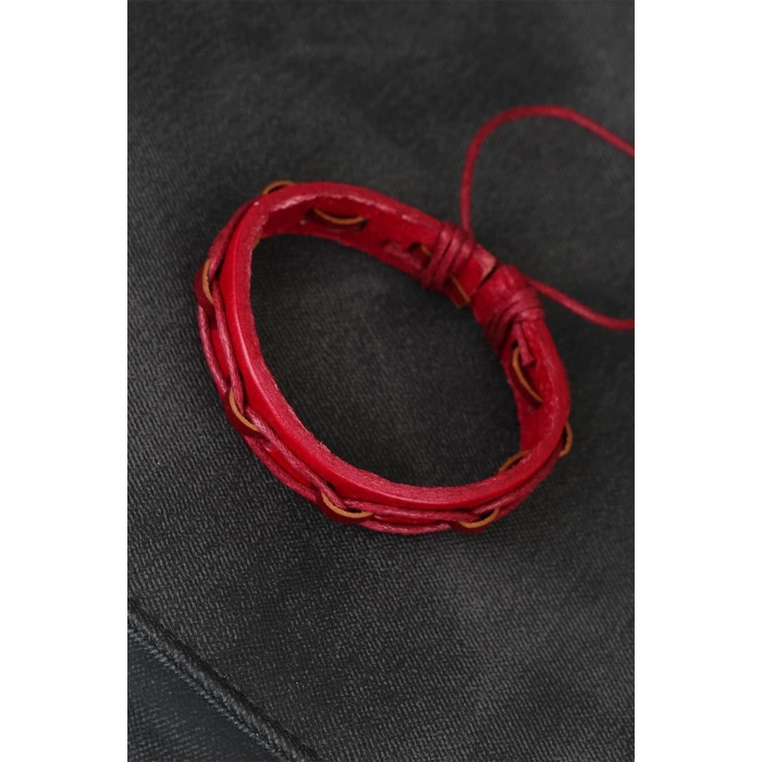 BFS Kırmızı Renk İpli Yeni Sezon Deri Erkek Bileklik