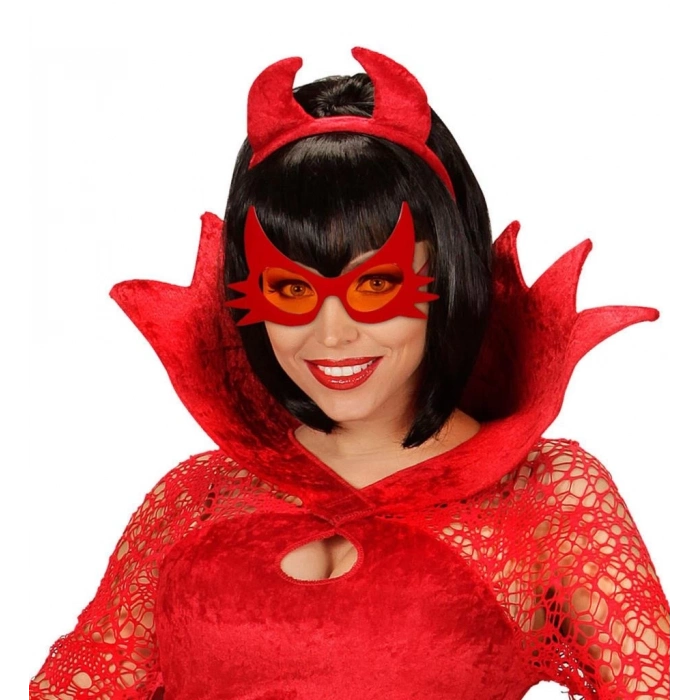 BFS   KırmızıRenkBıyıkTasarımlıKediGözlüğü19x11cm