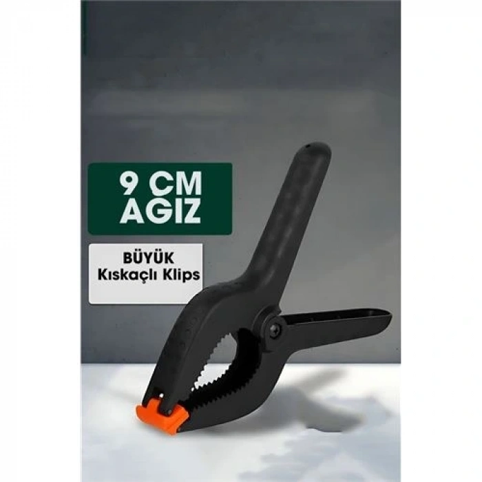 BFS Kıskaç Klips Yaylı Işken ce Plastik Kelepçe Güçlü Mafsallı Çene 9 inç 9 cm ağız