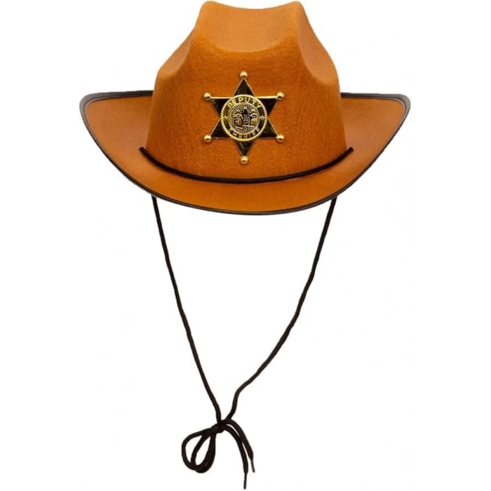 BFS   Kovboy Şerif Şapkası Kahve 12 Adet - Kostüm, Parti ve Gösteri Şapkası