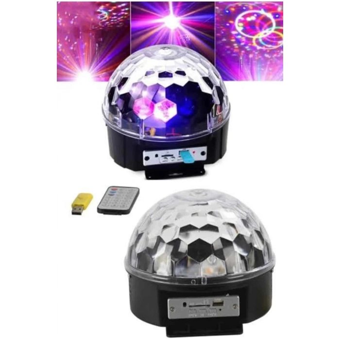 BFS Led Işık Disko Topu Bluetooth Hoparlörlü USB Müzik Çalar Kumandalı