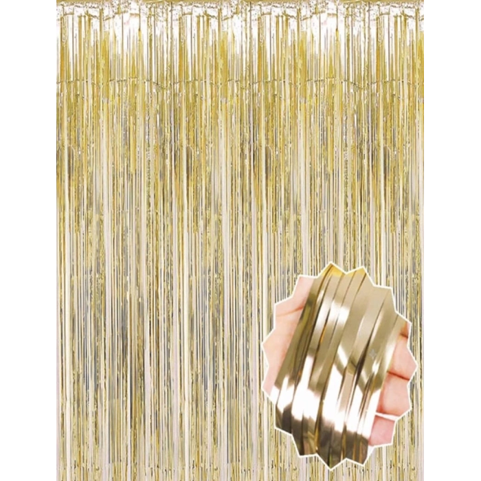 BFS  Mat Altın Püsküllü Kapı Perdesi - Parti, Bekarlığa Veda, Doğum Günü 1x2 m