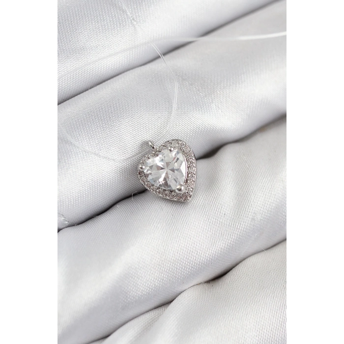 BFS Misineli Kalp Model Gümüş Renk Hayalet Kolye