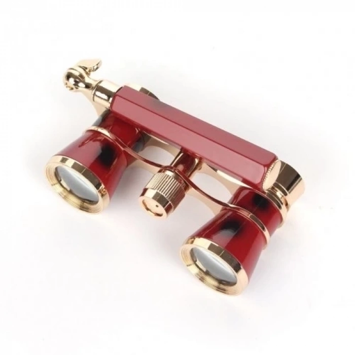 ÇOK SATAN BFS Nefis Işlemeli, Tiyatro / Opera Dürbünü 3x25 Prinç Metal Kaplamalı Retro Kahverengi