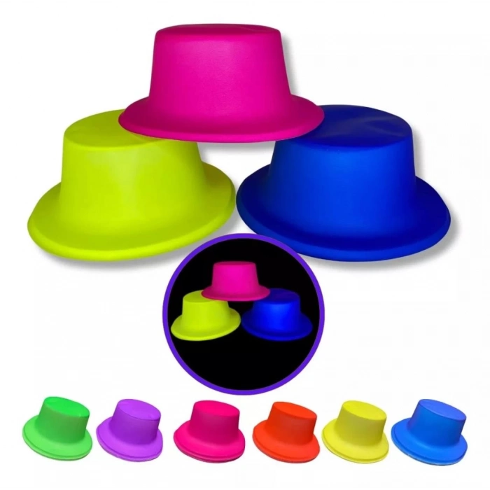 BFS   Neon Partisi Sarı Renk Plastik Fötr Şapka