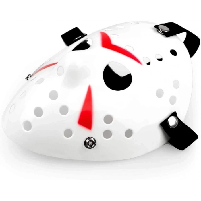 BFS Nessiworld  Beyaz Renk Kırmızı Çizgili Tam Yüz Hokey Jason Maskesi Hannibal Maskesi