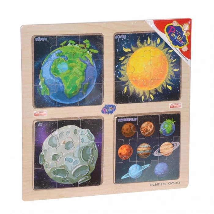 BFS Nessiworld ONY-343/344/345/346 Ahşap Eğitici 4lü Puzzle -Onyıl