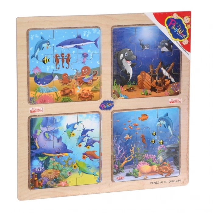 BFS Nessiworld ONY-343/344/345/346 Ahşap Eğitici 4lü Puzzle -Onyıl