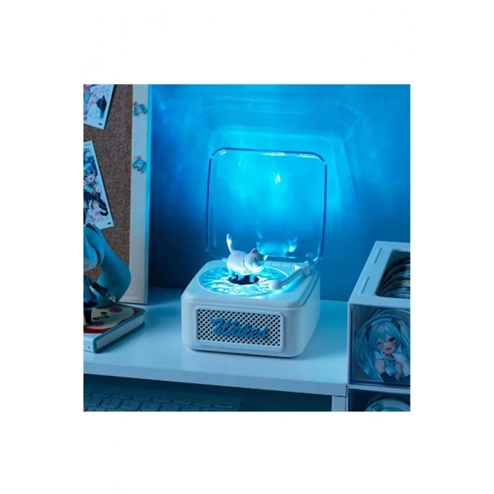 ÇOK SATAN BFS Nostalji Mini Plak Görünümlü Radyolu Bluetooth Hoparlör 3d Ses Dalgası Retro Müzik Plak Beyaz