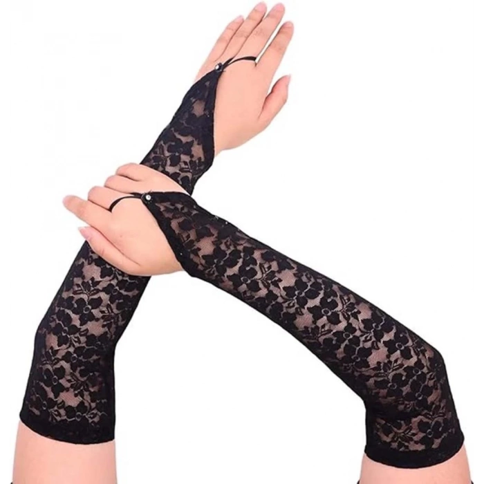 BFS   Parmak Askılı Zarif Gece Şıklığı Dantel Eldiven 40 cm