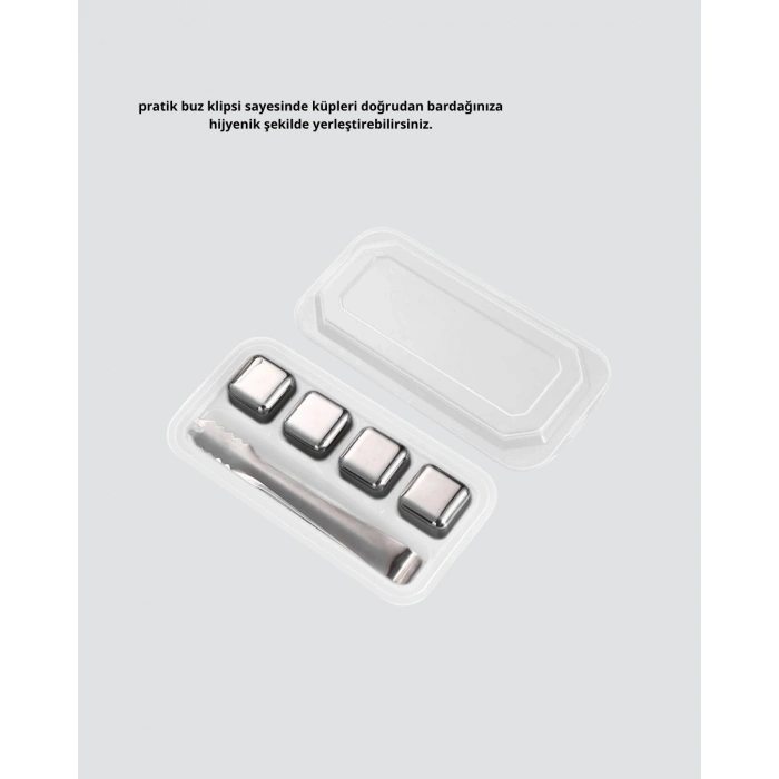 BFS Paslanmaz Metal Buz Küpleri Seti Klipsli Sulandırmadan Soğutma Özellikli