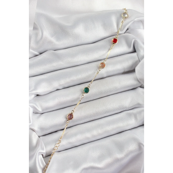 BFS Pirinç Asorti Model Gold Renk Zirkon Taşlı Kadın Bileklik