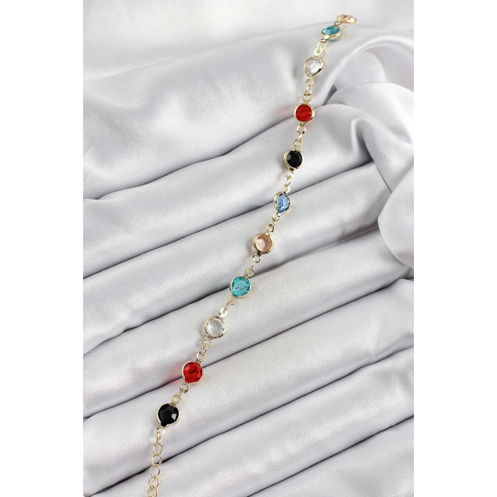 BFS Pirinç Asorti Model Gold Renk Zirkon Taşlı Kadın Bileklik