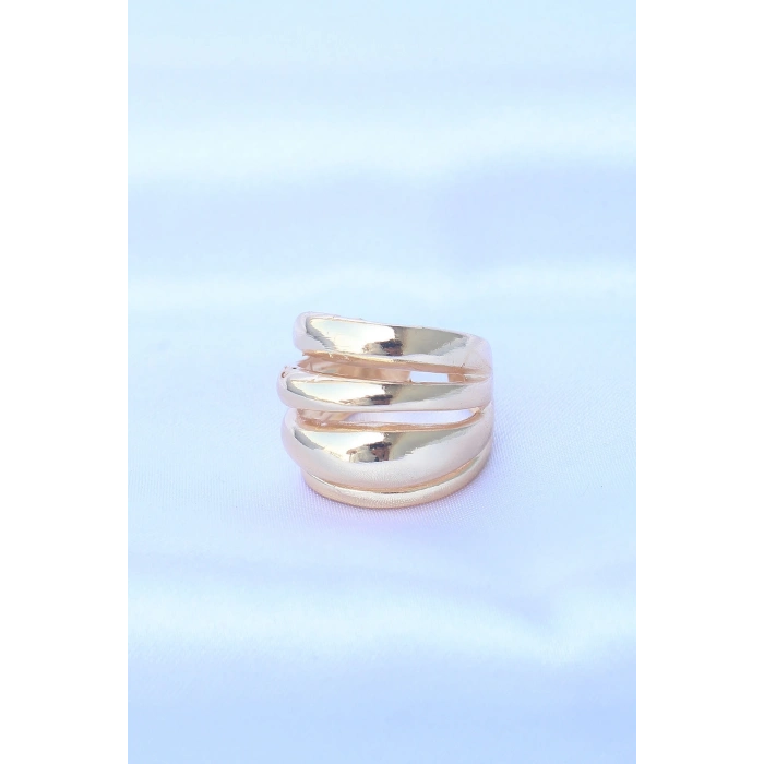 BFS Pirinç Gold Renk Ayarlanabilir Tırtıklı Bombe Yüzük