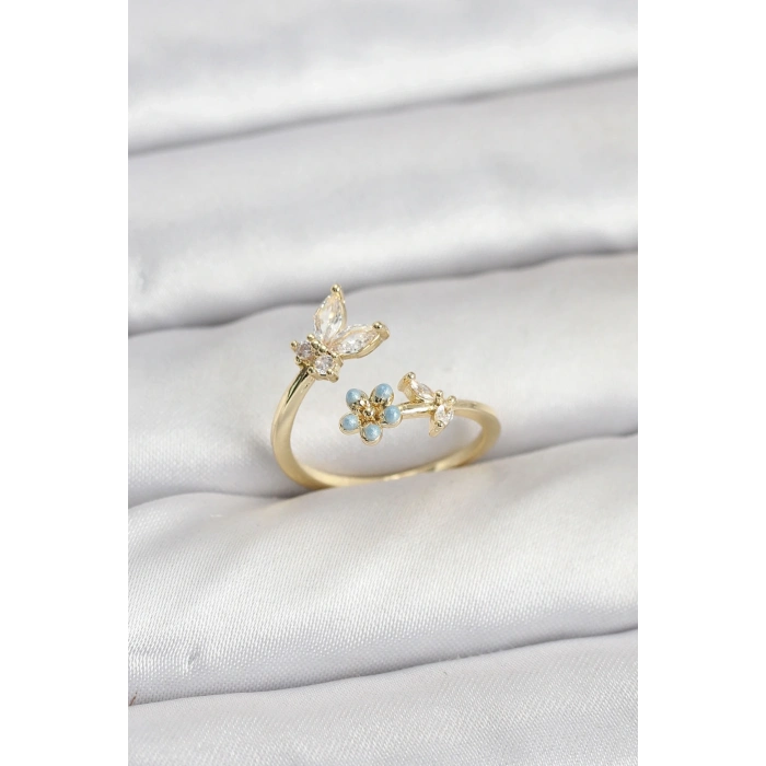 BFS Pirinç Gold Renk Kelebek Model Kadın Yüzük