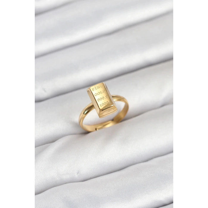 ÇOK SATAN BFS Pirinç Gold Renk Külçe Altın Model Kadın Yüzük