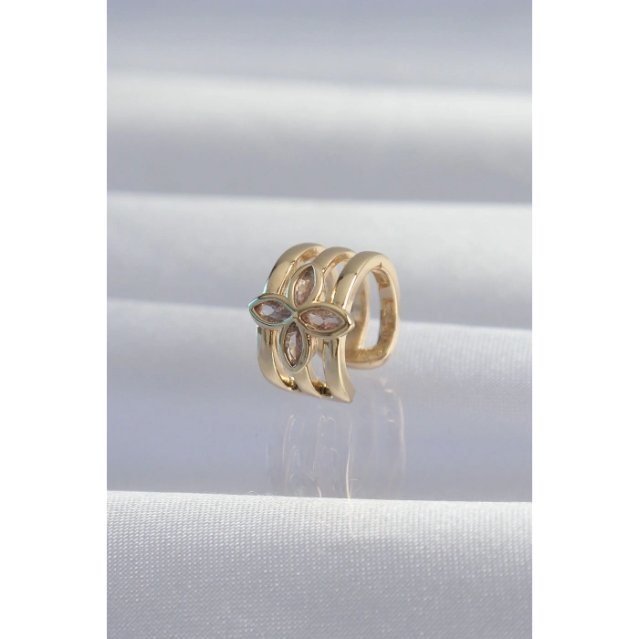 BFS Pirinç Gold Renk Yonca Earcuff Küpe