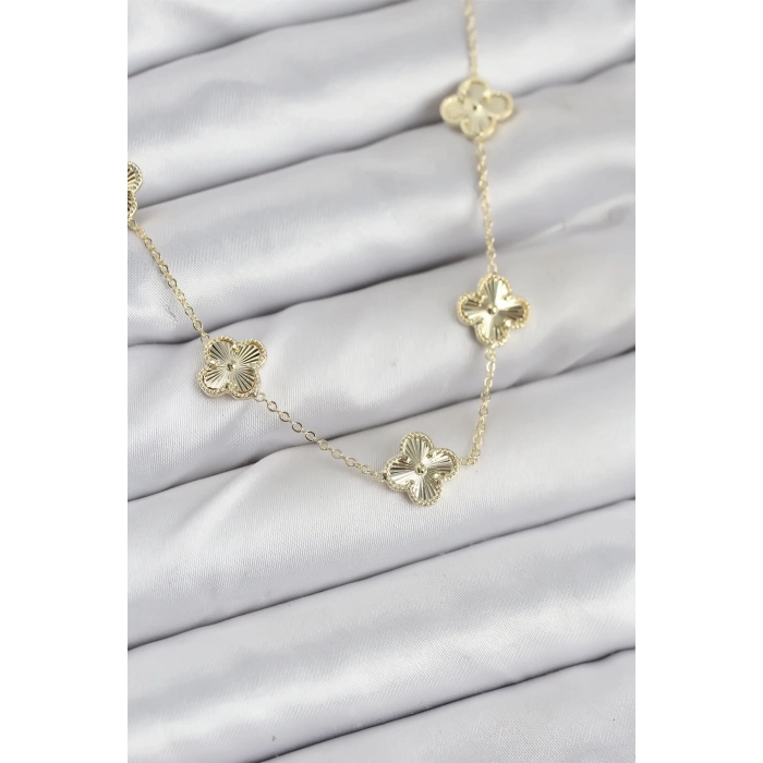 BFS Pirinç Gold Renk Yonca Kadın Kolye