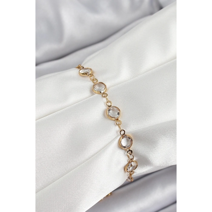 BFS Pirinç Gold Renk Zirkon Taşlı Kadın Bileklik